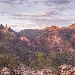 View towards the Breadknife, Warrumbungle National Park, at sunset