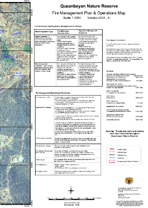Queanbeyan Nature Reserve Fire Management Plan and Operations Map