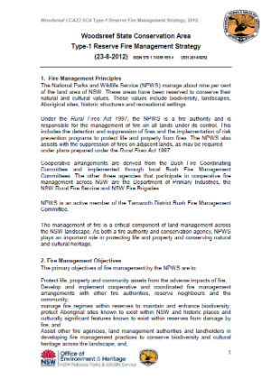 Woodsreef State Conservation Area Fire Management Strategy