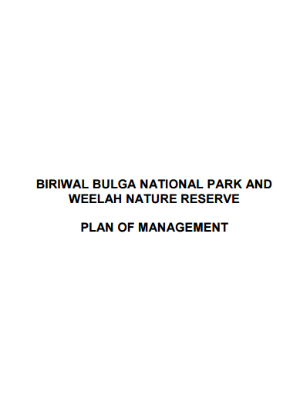 Biriwal Bulga National Park, Weelah Nature Reserve plan of management cover