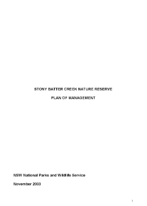 Stony Batter Creek Nature Reserve Plan of Management