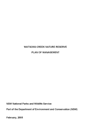 Watsons Creek Nature Reserve Plan of Management
