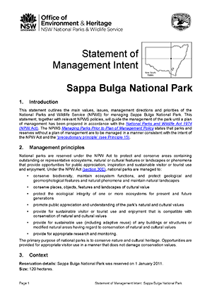 Sappa Bulga National Park Statement of Management Intent