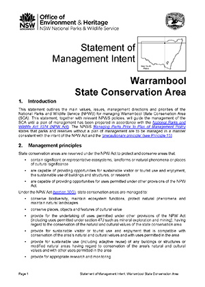 Warrambool State Conservation Area Statement of Management Intent