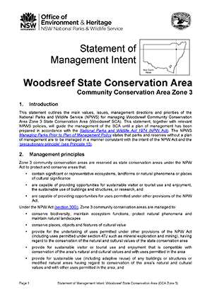 Woodsreef State Conservation Area Statement of Management Intent