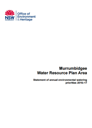 Murrumbidgee Water Resource Plan Area Statement of annual environmental watering priorities 2016–17