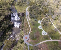 Birds eye view of Ebor Falls and new accessible walkways
