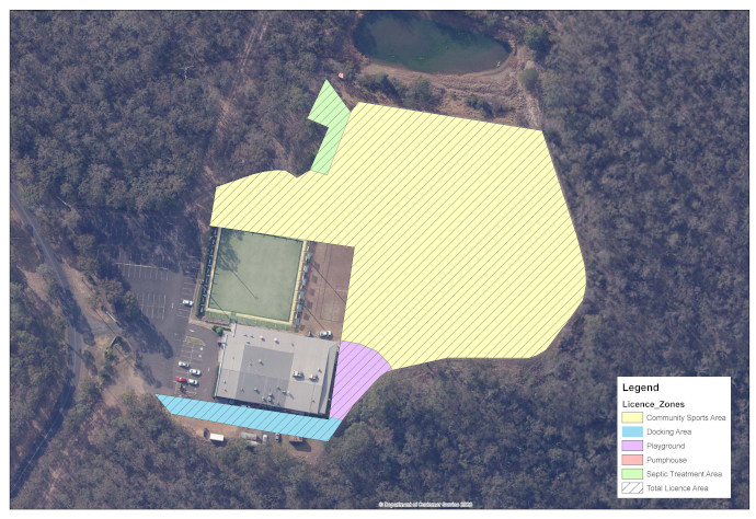 Aerial map of Pitt Town and District Sports Club's different license areas