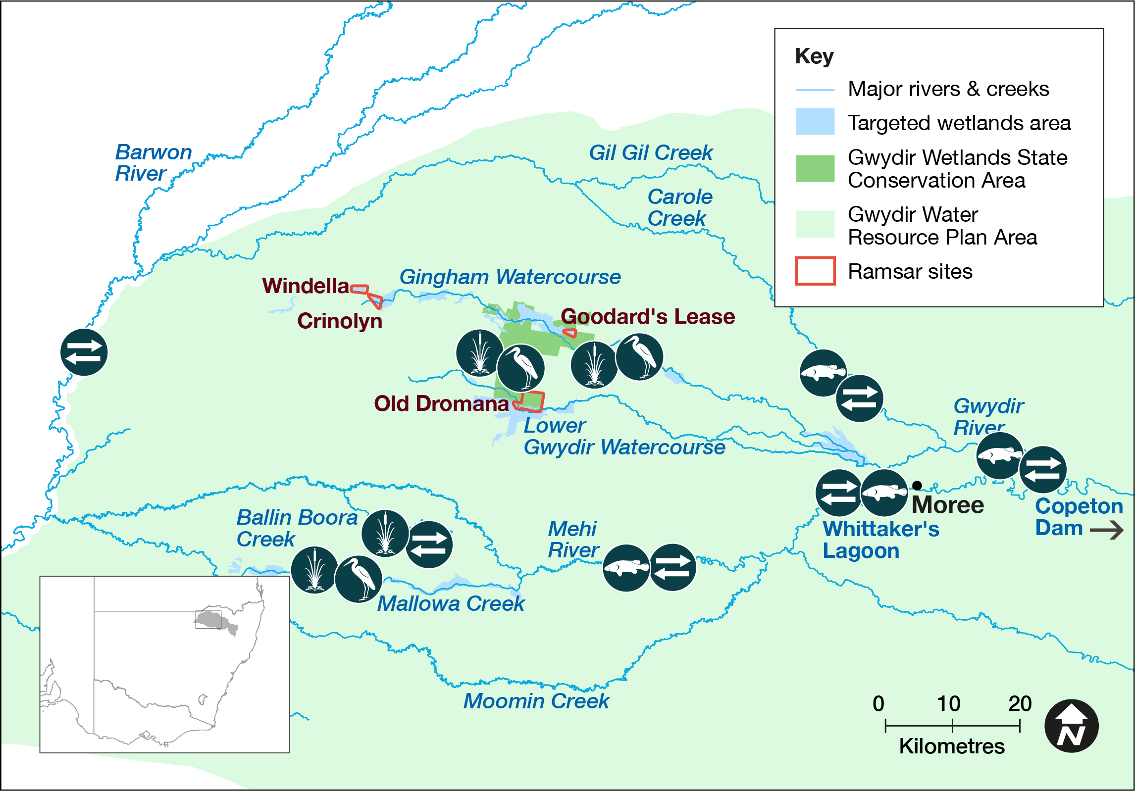 Map of the Gwydir Water Resource Plan area 2022–23