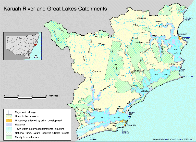 Map: Karuah River and Great Lakes