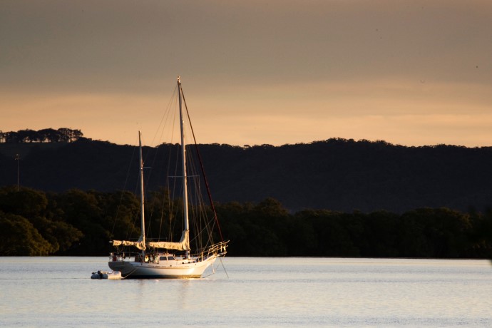 A view of a fishing boat on the Tweed River